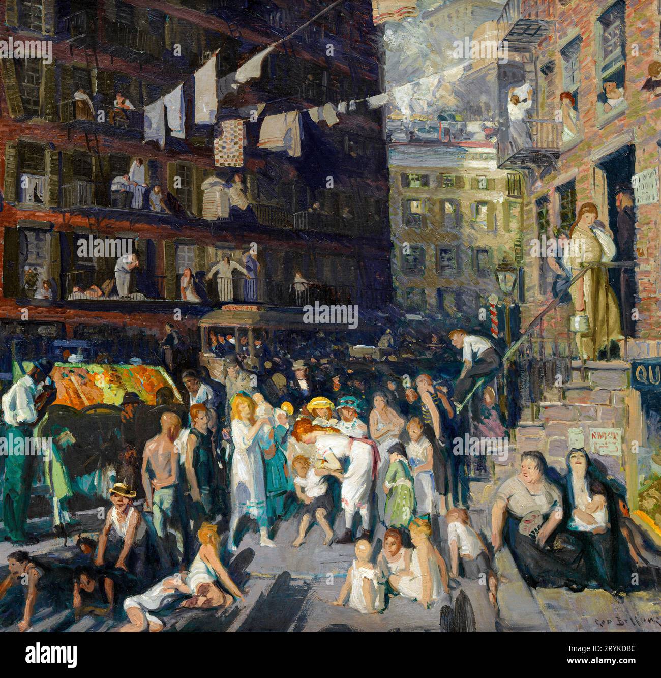 Cliff Dwellers painting in high resolution by George Wesley Bellows. Original from Los Angeles County Museum of Art. Stock Photo