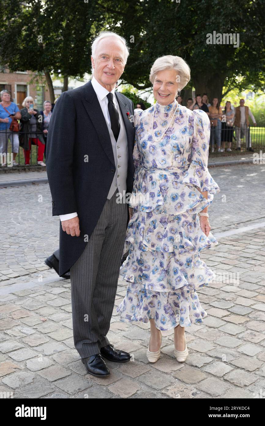 Beloeil, Belgium. 01st Oct, 2023. Archduke Carl Christian of Habsbourg-Lorraine and Princess Marie-Astrid of Luxembourg attend the wedding of Archiduc Alexander de Habsbourg-Lorraine and Countess Natacha Roumiantzoff-Pachkevitch at the Church of Saint Pierre of Beloeil, on September 29, 2023 in Belgium. Photo by David NIVIERE Credit: Abaca Press/Alamy Live News Stock Photo