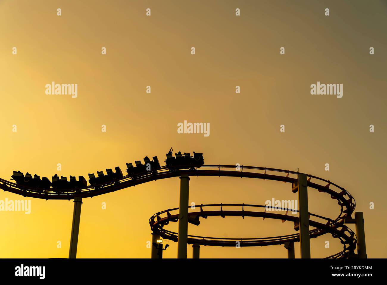Sunset View Of An Amusement Park On The California Coast Stock Photo