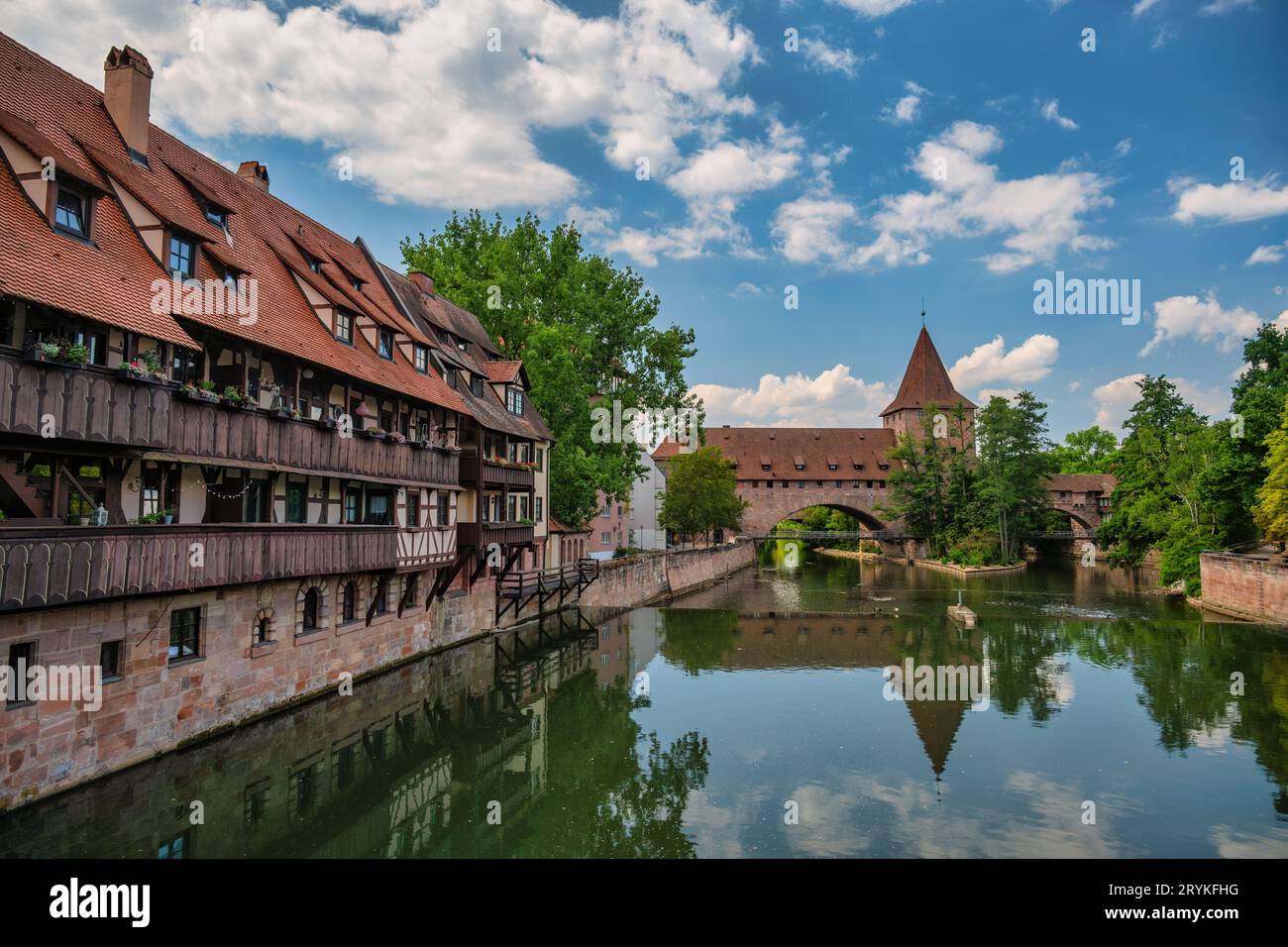 Nuremberg (Nurnberg) Germany, city skyline at Wasserturm and Pegnitz