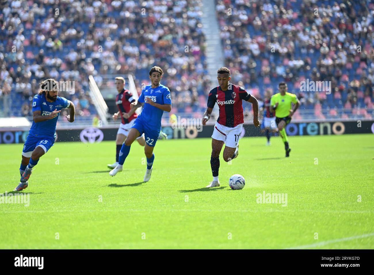 Bologna, Italy. 01st Oct, 2023. Dan Ndoye (Bologna Fc) in action during