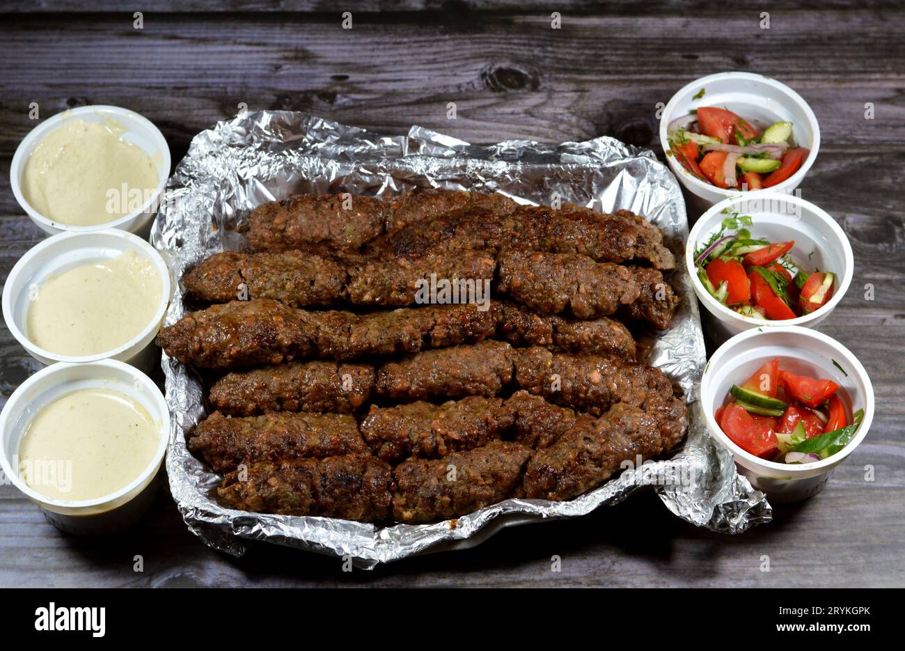 Arabic cuisine traditional food beef Kofta, kebab and tarb kofta shish
