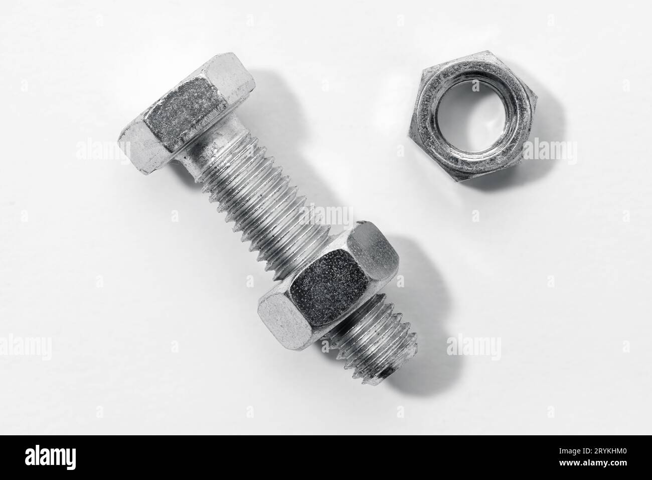 Bolt and nut isolated on white background Stock Photo
