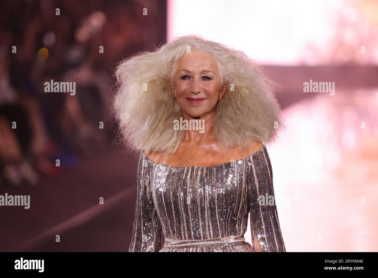 Helen Mirren wears a creation for the L'Oreal Spring/Summer 2024 ...