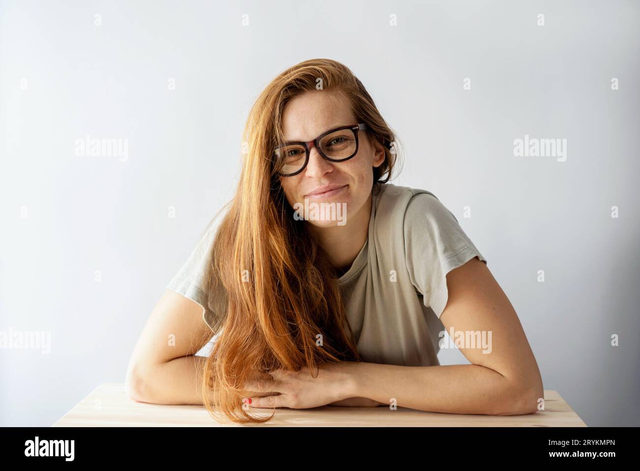 Young redhead woman wearing glasses hi res stock photography and