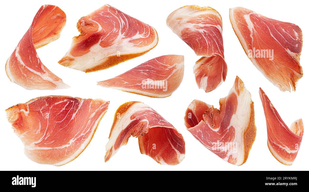 Bacon strips isolated on white background, collection Stock Photo - Alamy