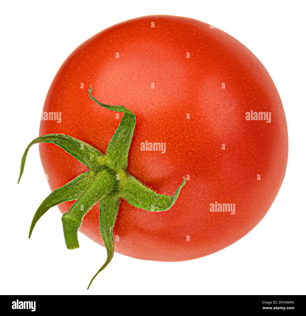 One whole cherry tomato isolated on white background Stock Photo