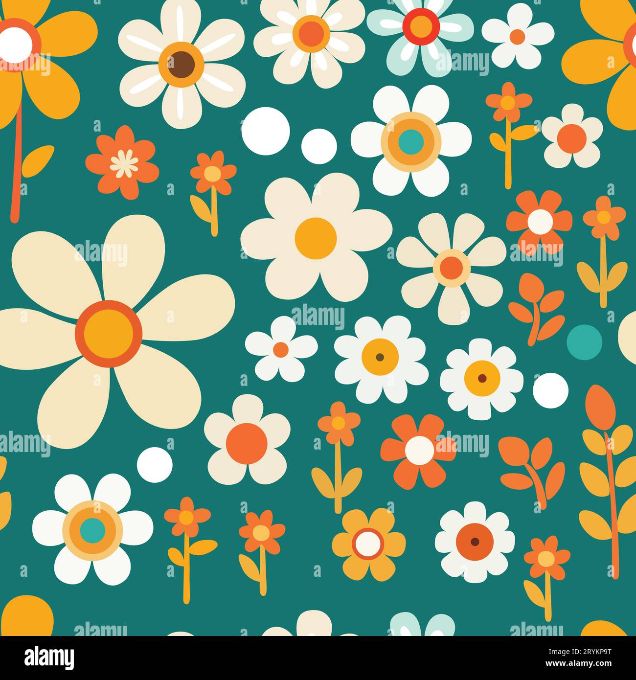 Flowers seamless pattern, vector template Stock Vector