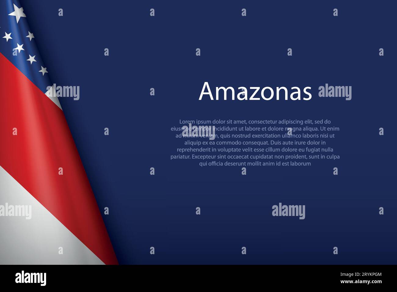 3d flag Amazonas, state of Brazil, isolated on background with copyspace Stock Vector