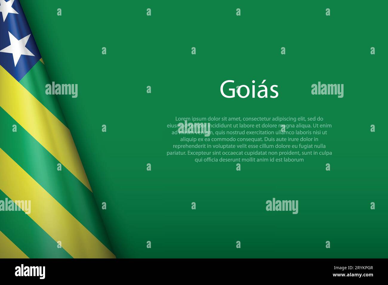 3d flag Goias, state of Brazil, isolated on background with copyspace Stock Vector