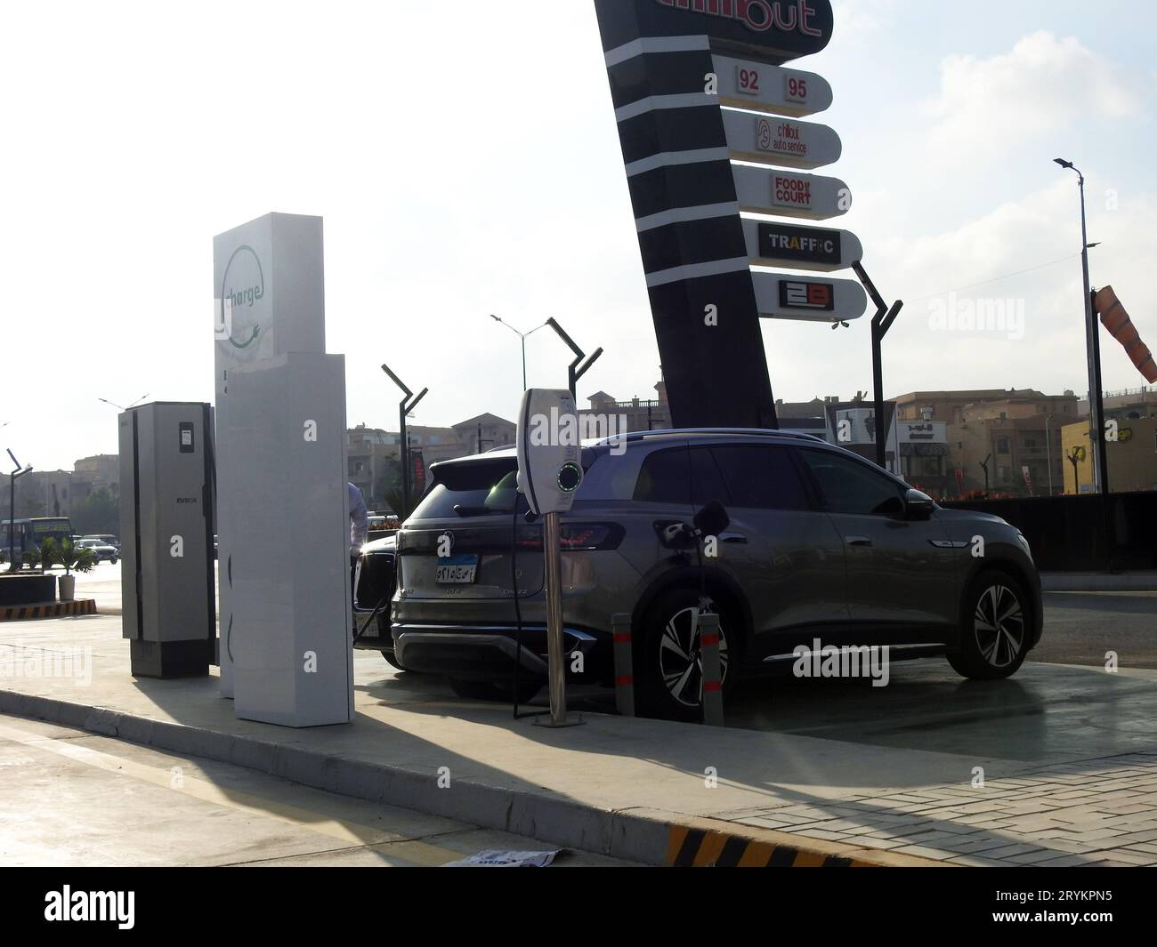 Cairo, Egypt, September 18 2023 EV charging station in Egypt for EV