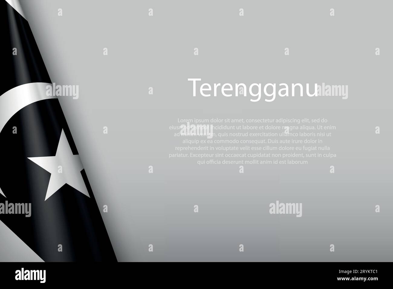 3d flag Terengganu, state of Malaysia, isolated on background with copyspace Stock Vector