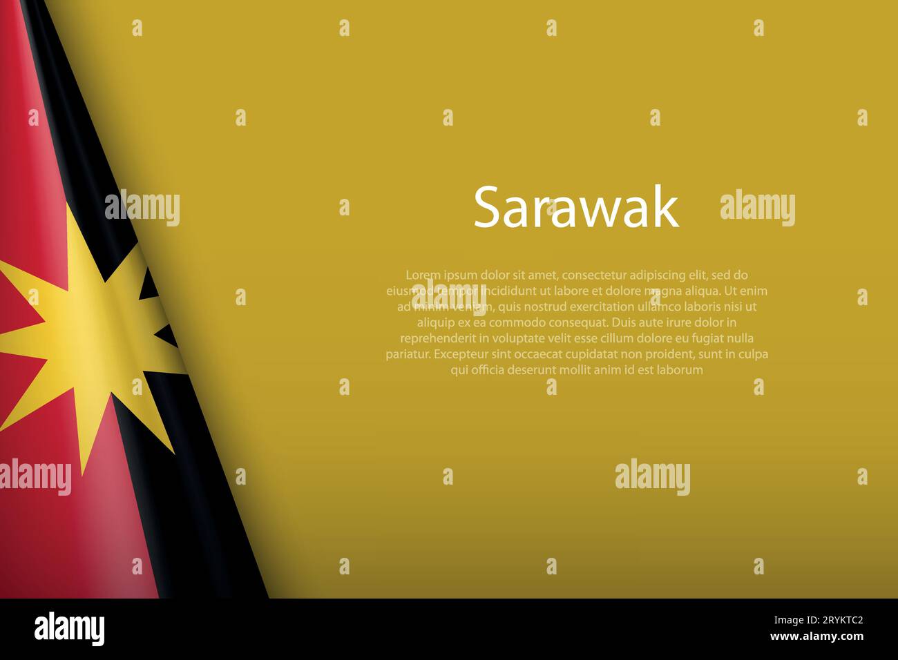 3d flag Sarawak, state of Malaysia, isolated on background with copyspace Stock Vector