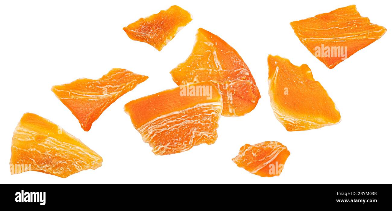 Dried chopped carrots isolated on white background Stock Photo