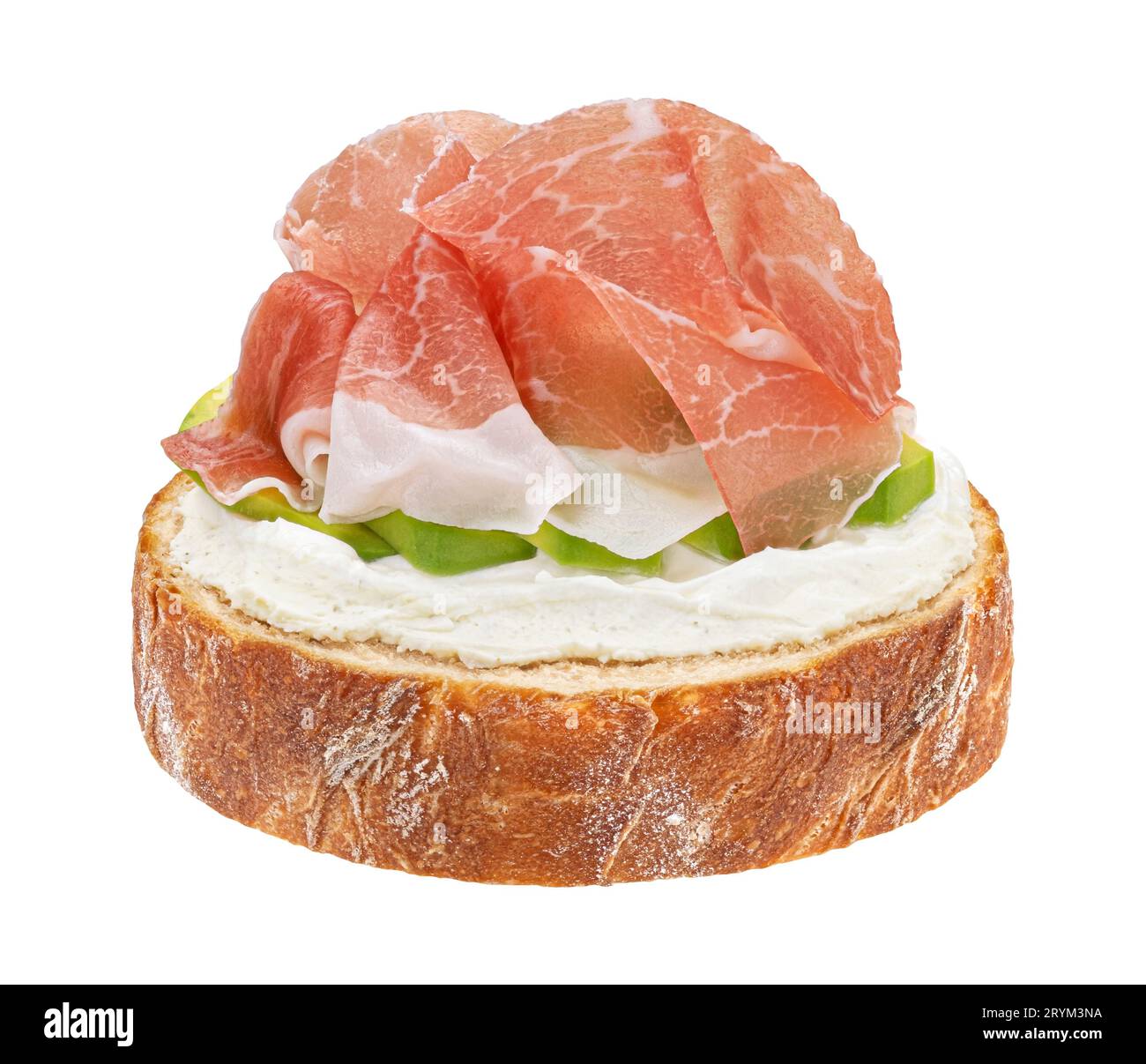 Prosciutto crudo sandwich, spanish jamon on toasted bread slice