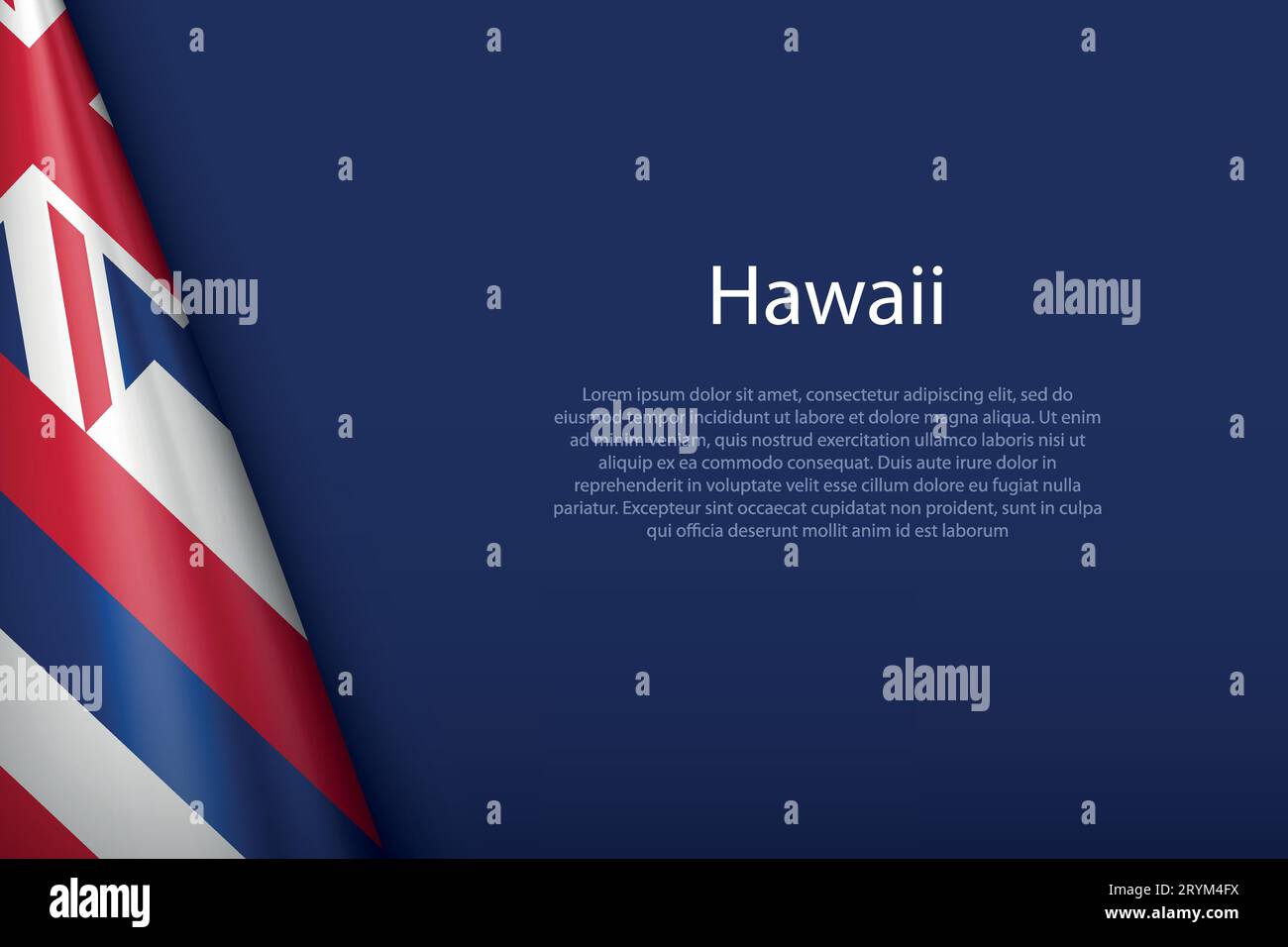 3d flag Hawaii, state of United States, isolated on background with