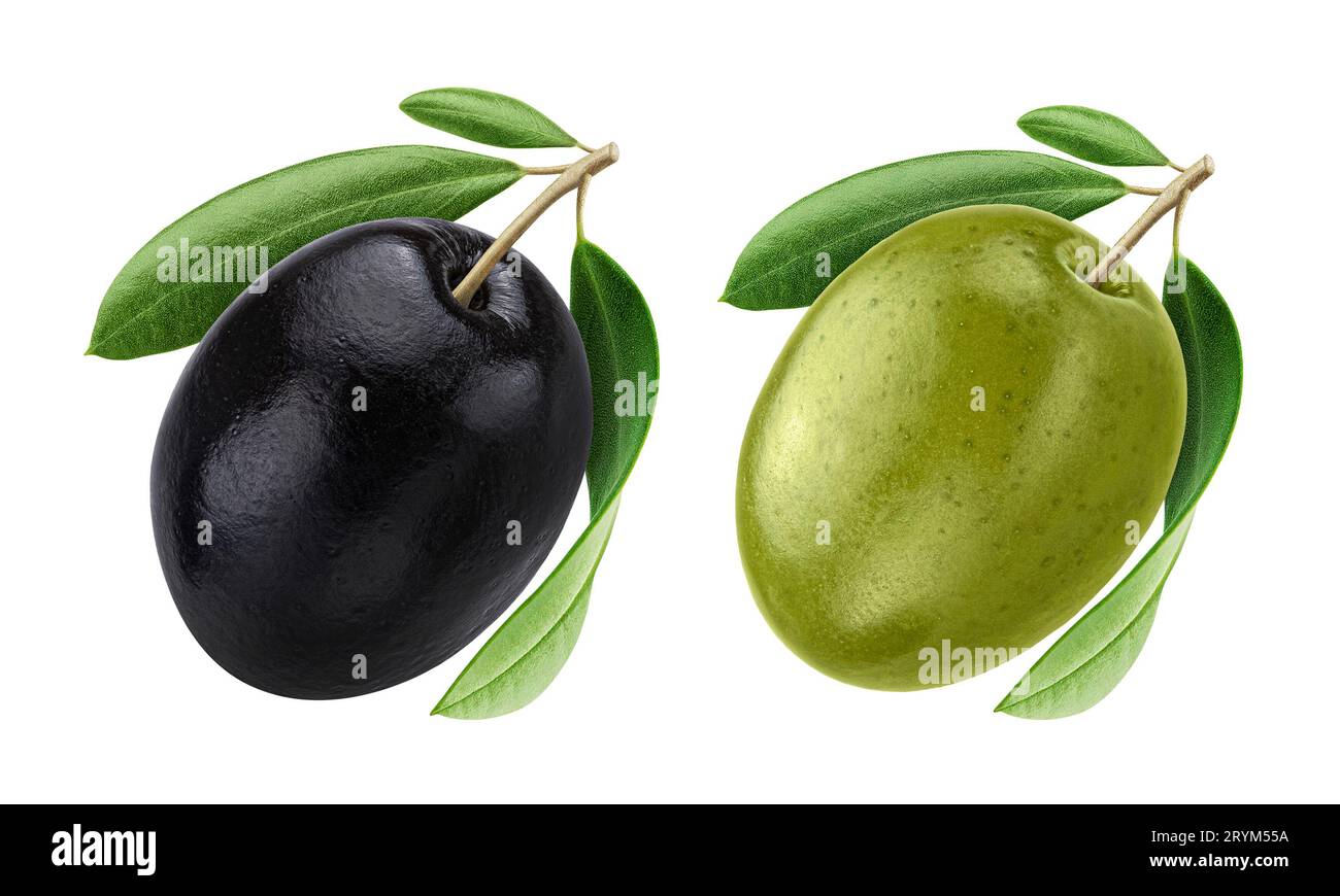 Black and green olives isolated on white background Stock Photo - Alamy