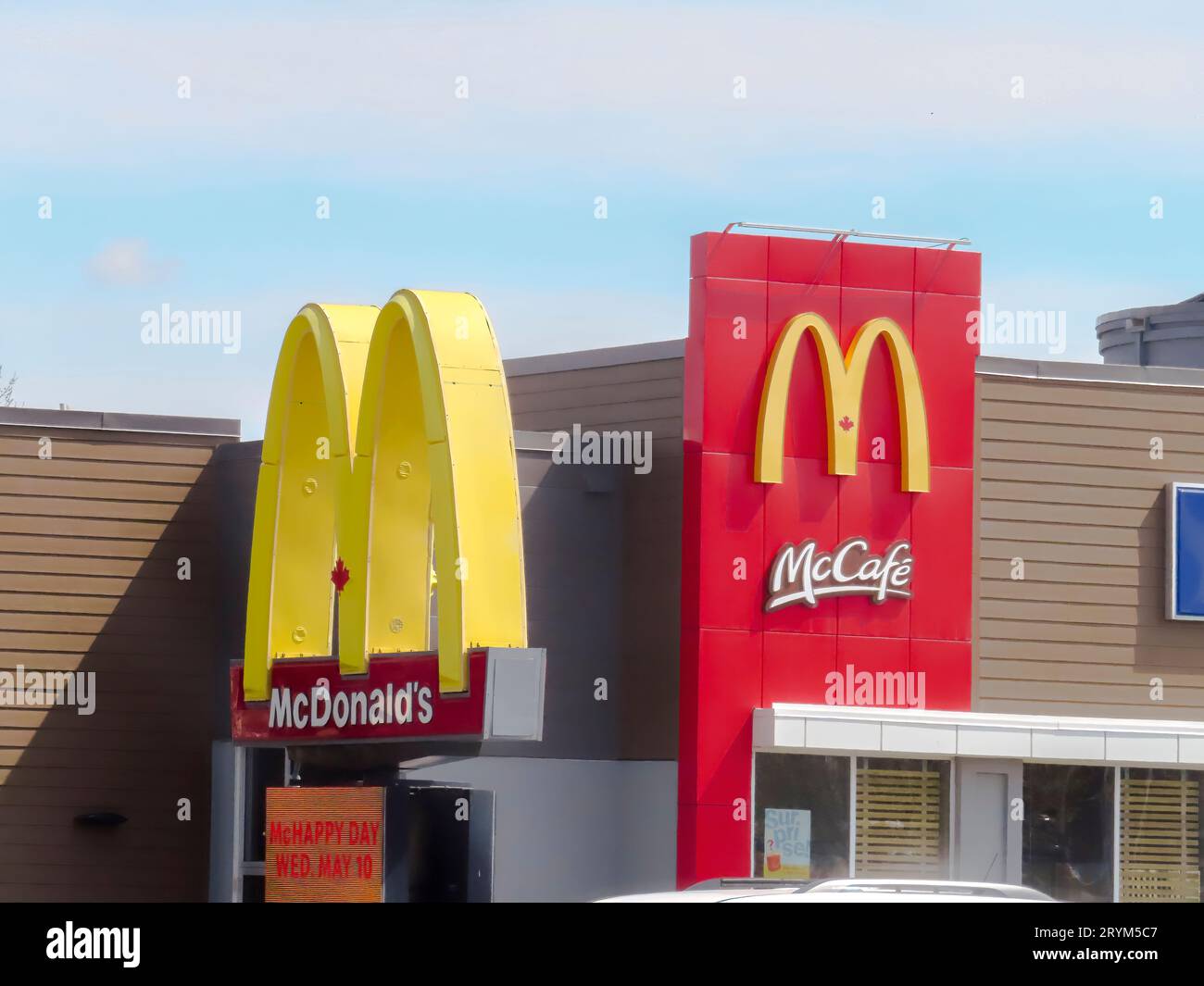 Okotoks, Alberta, Canada. May 7, 2023. A close up to a McDonalds fast