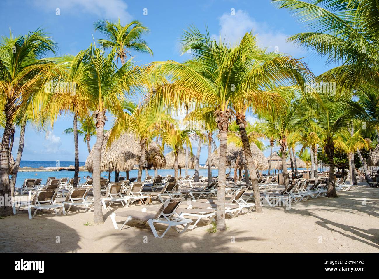 Mambo Beach Tropical beach at the Caribbean island of Curacao Caribbean Stock Photo