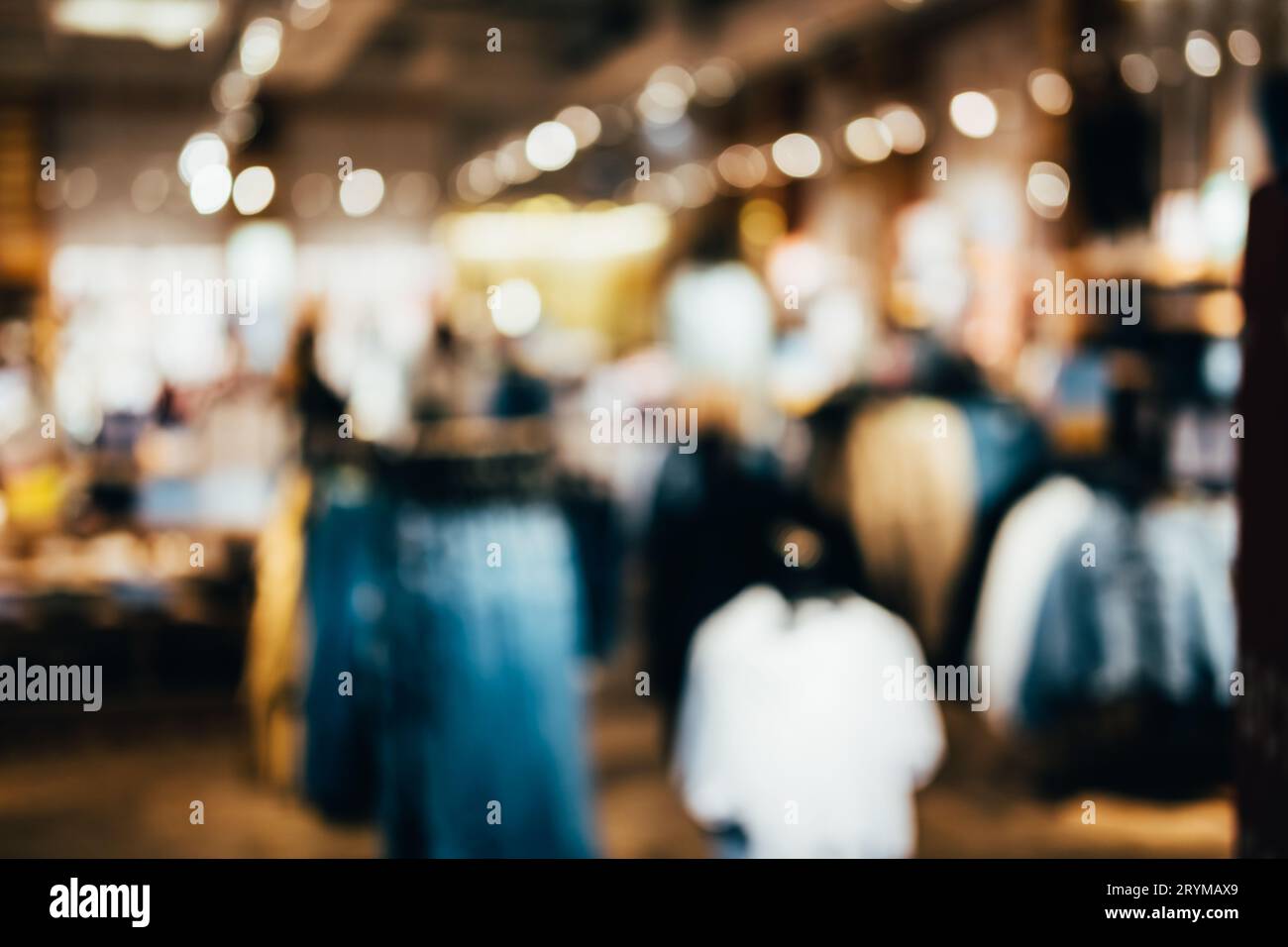 Abstract blurred background of interior jeans store Stock Photo
