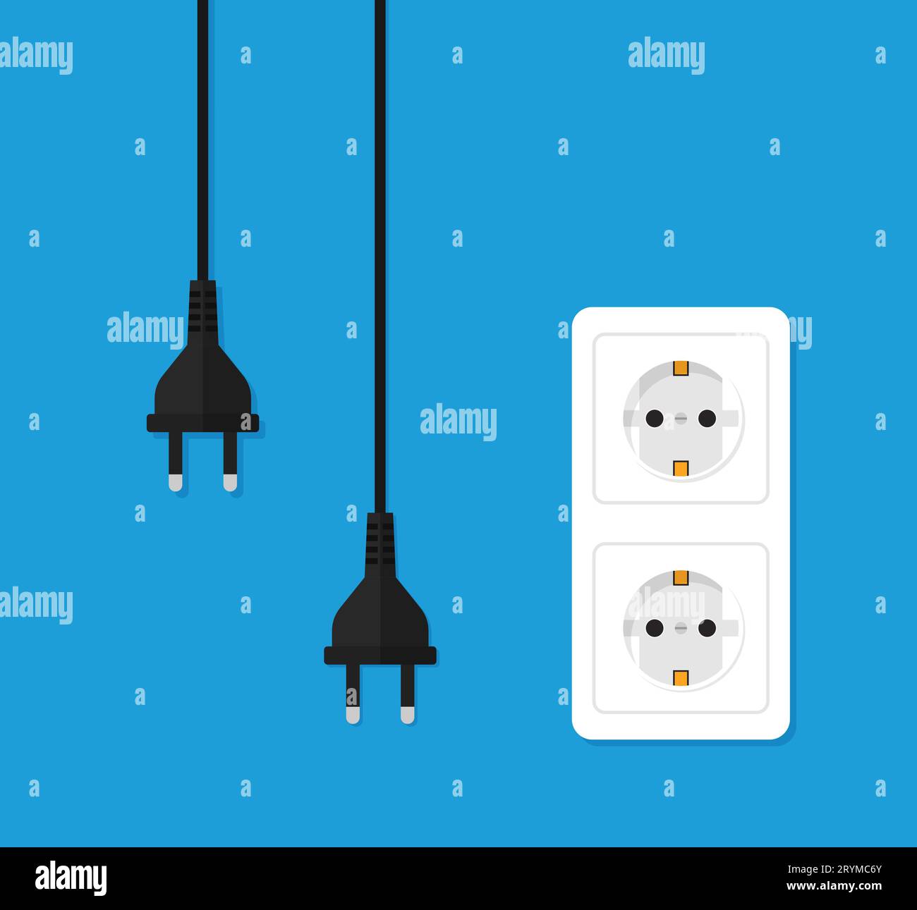 Electrical outlet and plugs in flat style icon. Vector illustration