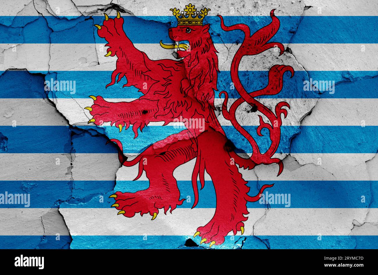 Variant flag of Luxembourg painted on cracked wall Stock Photo