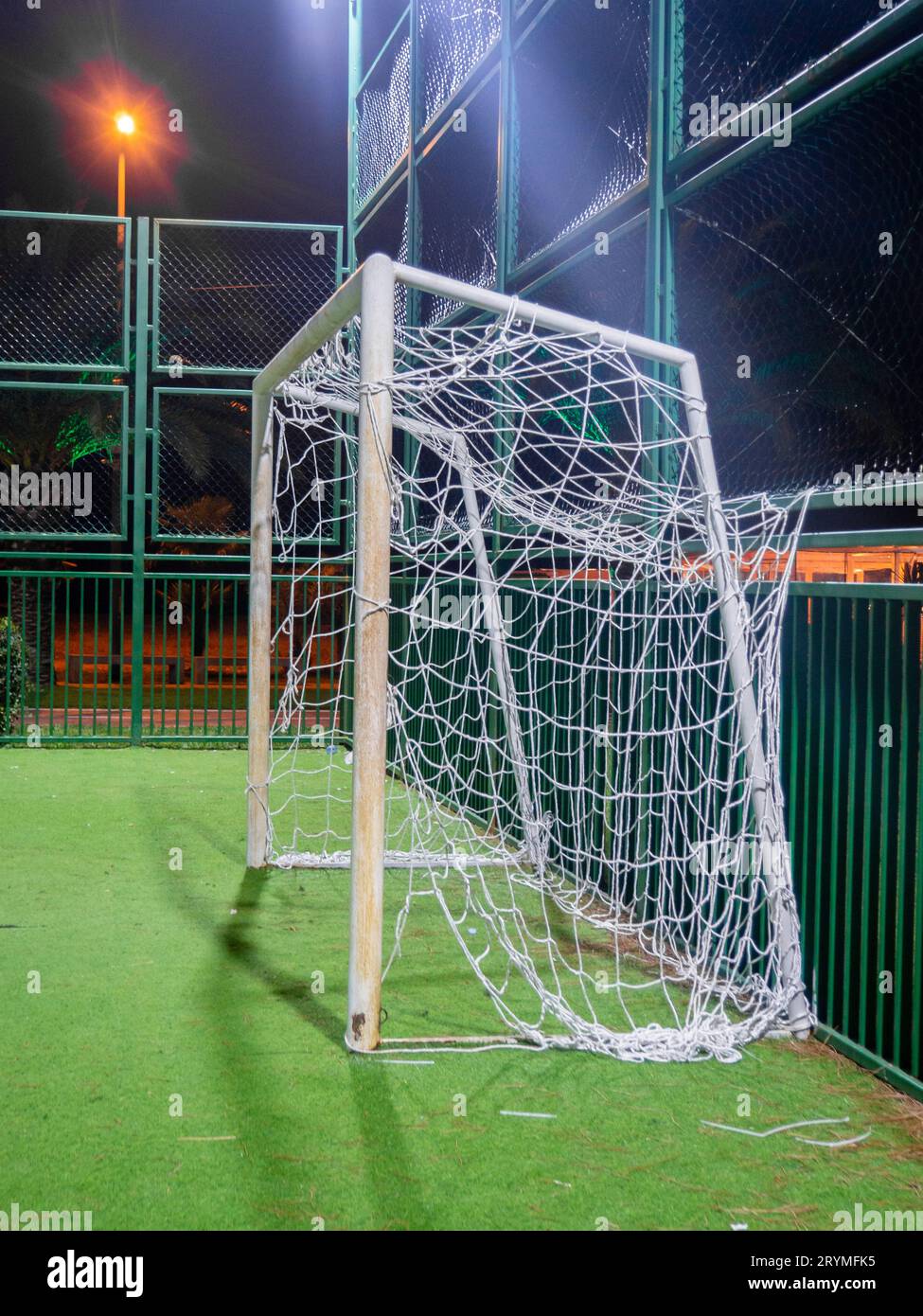 Mini football game concept. Mini football field in the park