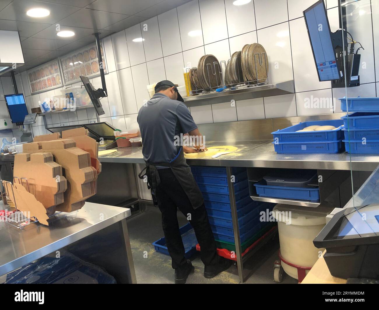 England, London, Wembley, Preston Road, Domino's Pizza , in the making