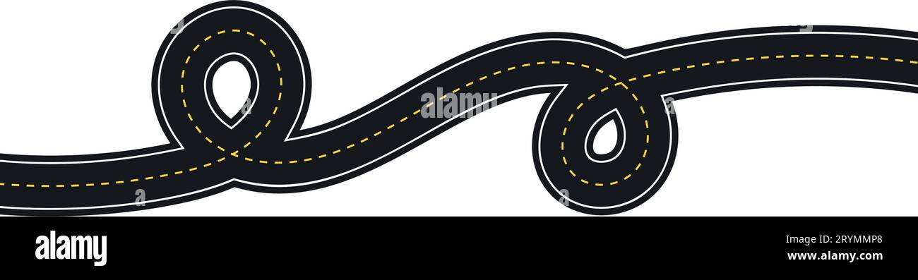 Winding highway road from top view. Flat vector illustration isolated ...
