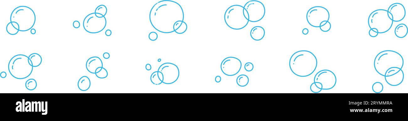 Hand drawn doodle of soap bubbles and foam in the air, bath or soda ...
