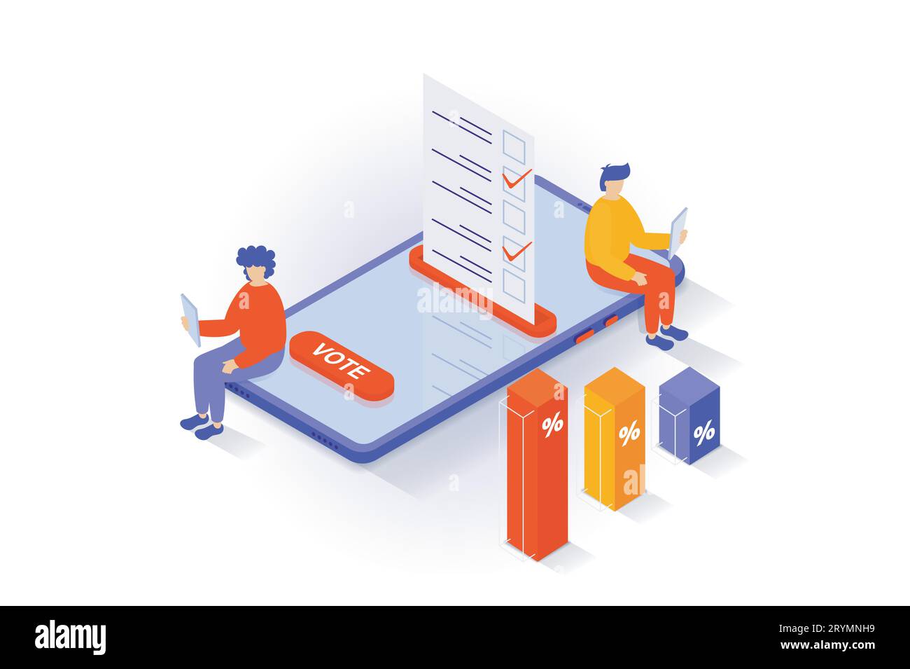 Election and voting concept in 3d isometric design. People vote in
