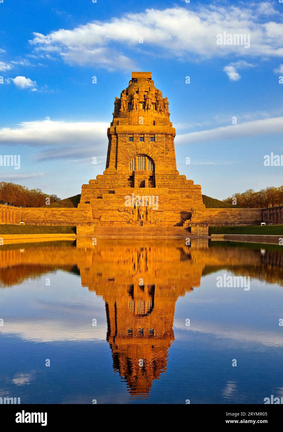 Monument to the Battle of the Nations in the evening light, Leipzig, Saxony, Germany, Europe Stock Photo