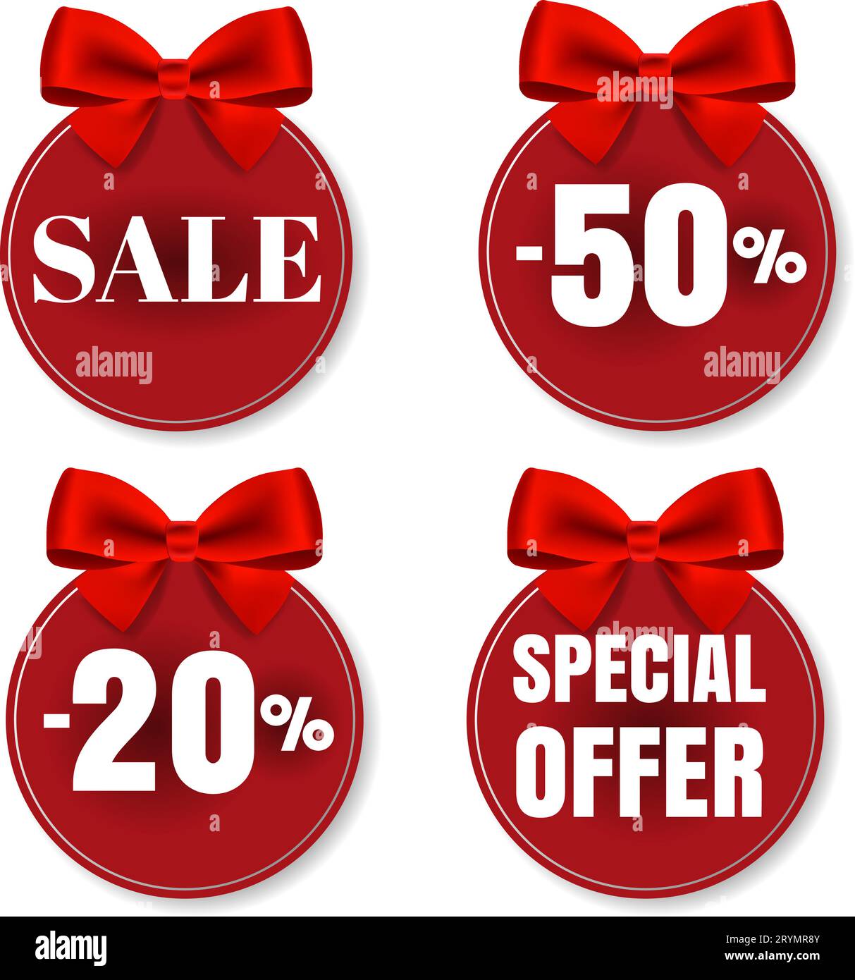 Sale Price Tag With Bow Isolated With Gradient Mesh, Vector