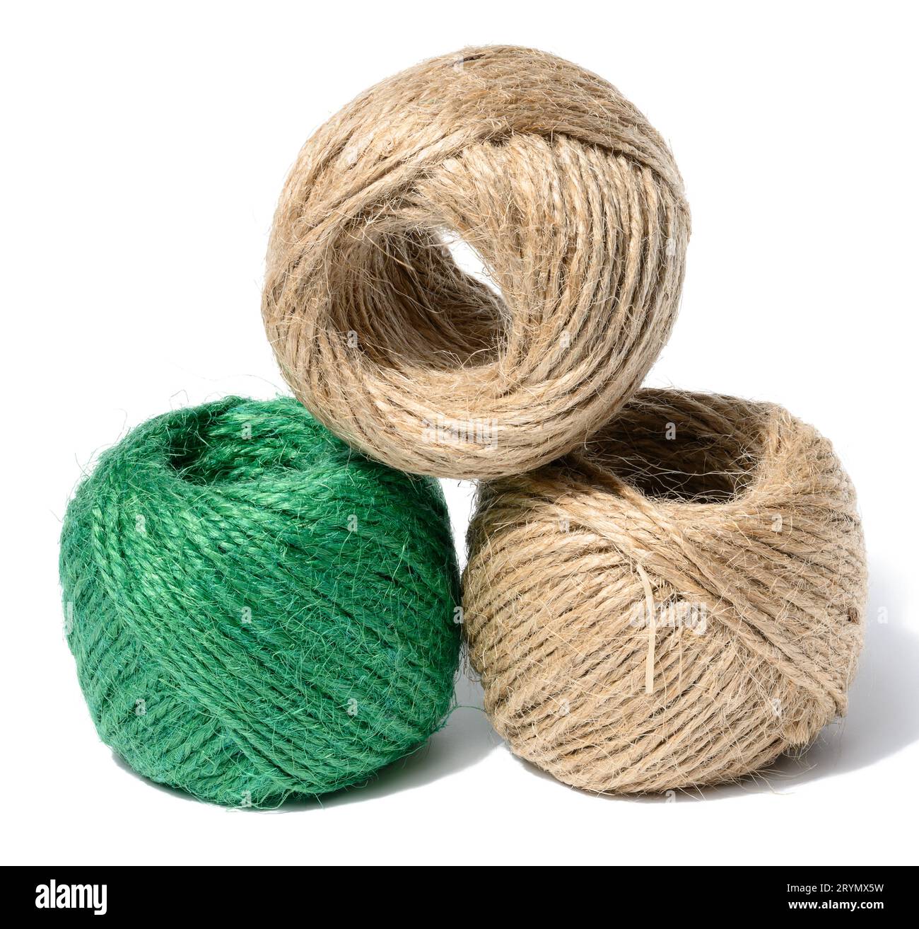 Natural Jute Twine Roll Top View On White Wood Background Diy Wrap