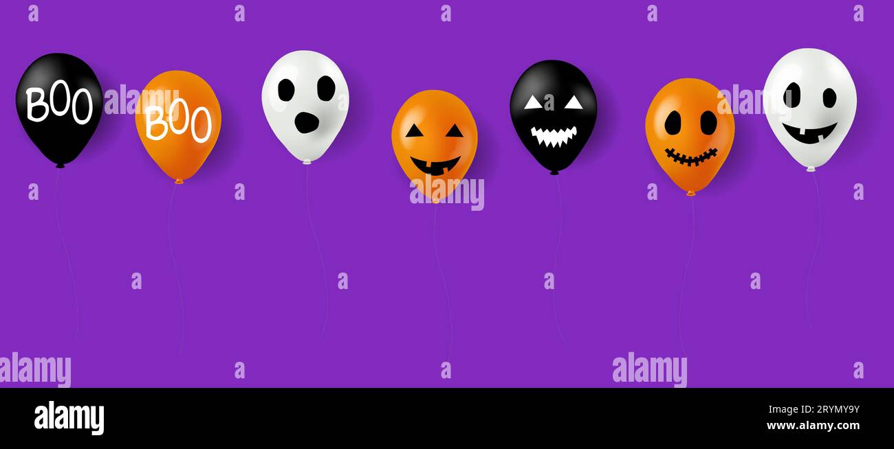 Big Collection Halloween Balloons Isolated With Gradient Mesh, Vector Illustration Stock Vector
