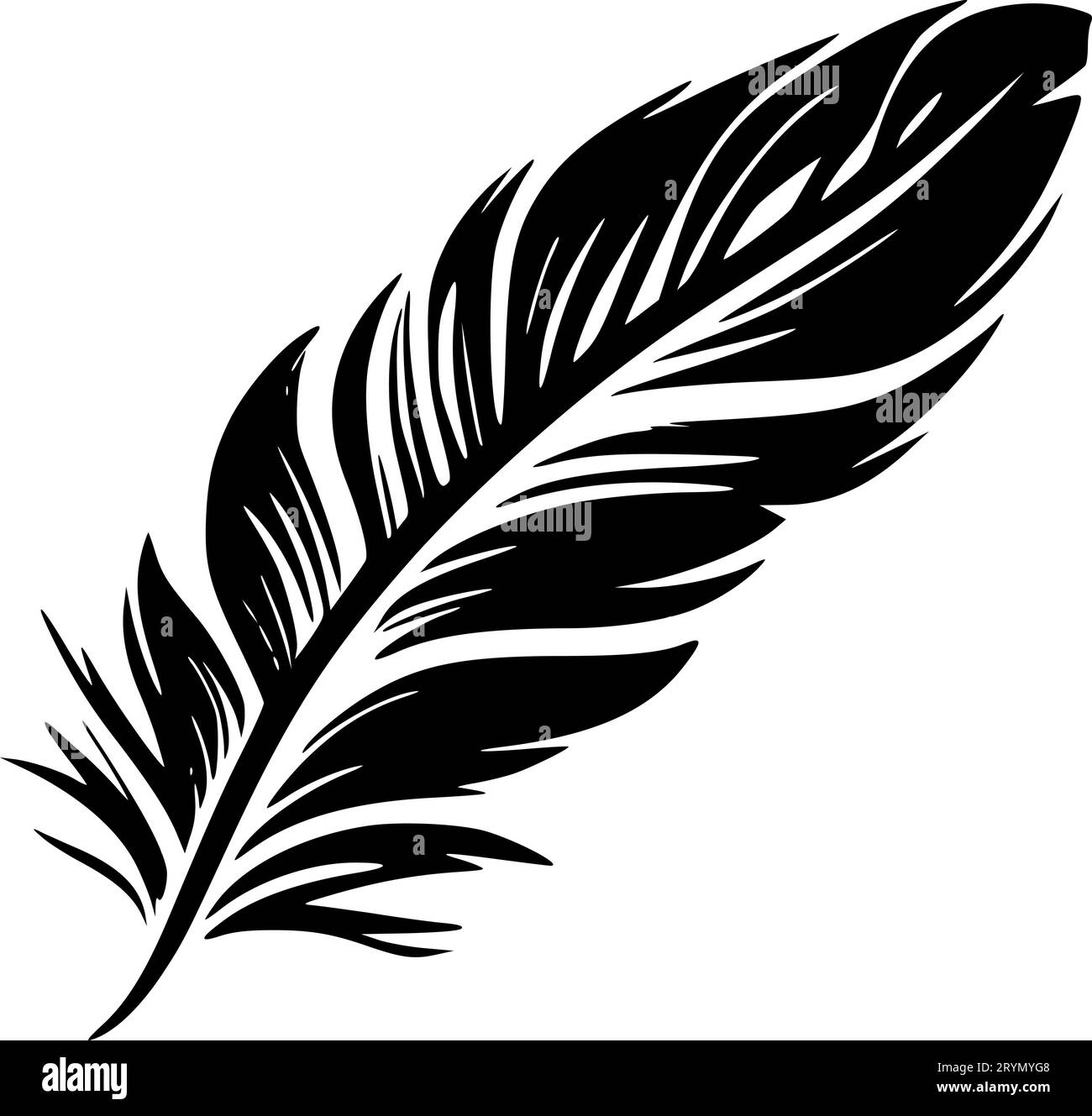 Feather - black and white vector illustration Stock Vector Image & Art ...