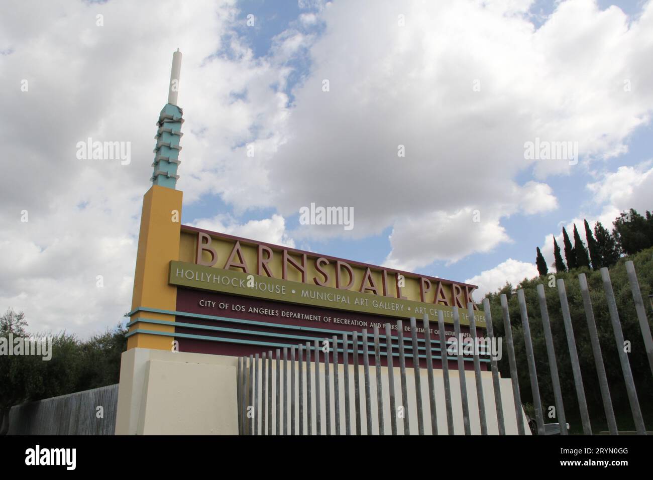 Barnsdall Park Site of Frank Lloyd Wright Hollyhock House Los Angeles, California Stock Photo