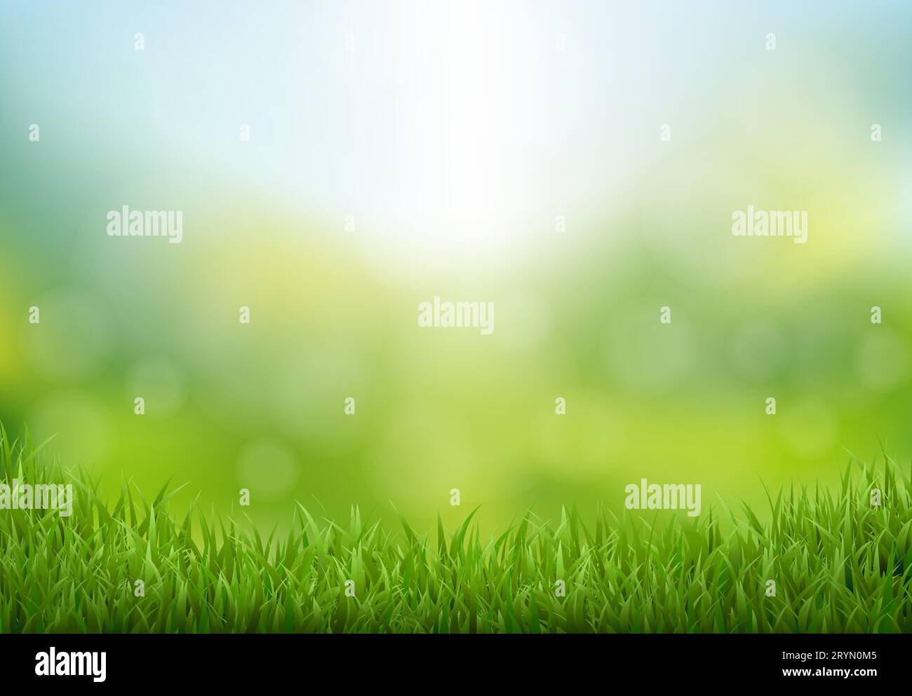 Nature Landscape With Grass Border With Gradient Mesh, Vector ...