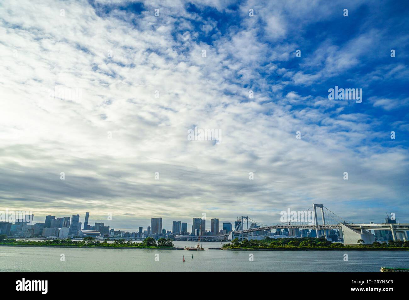 Tokyo skyline as seen from Odaiba Stock Photo