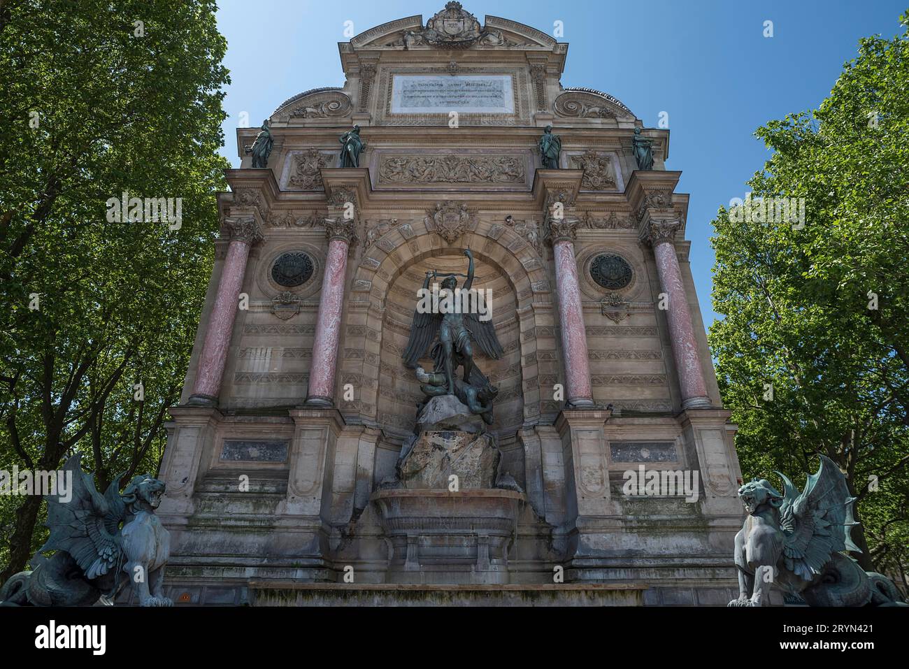 Fontaine Saint Michel with the Archangel Michael, erected in 1860 ...