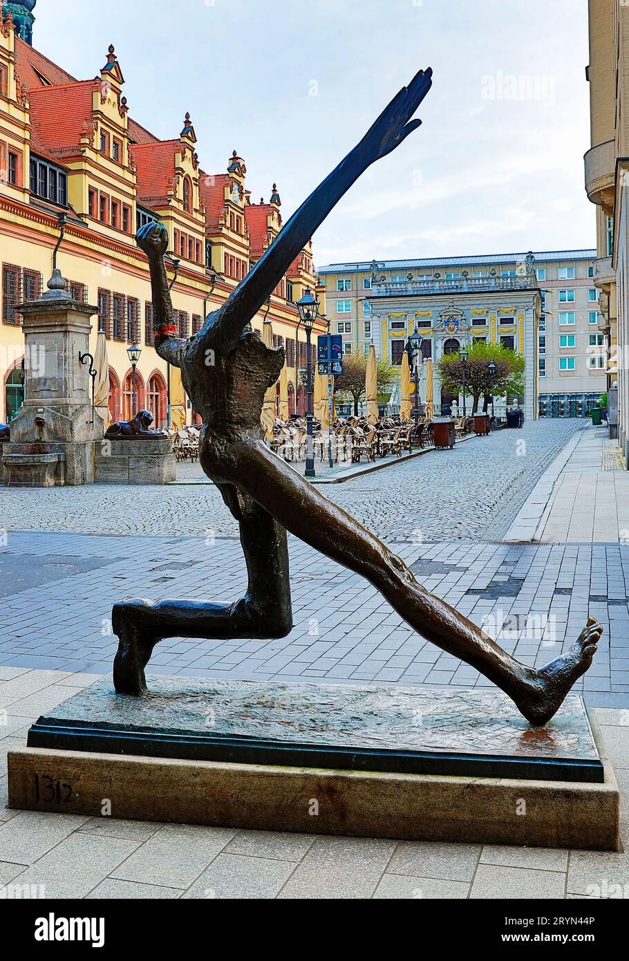 Bronze sculpture entitled The Step of the Century by Wolfgang Mattheuer