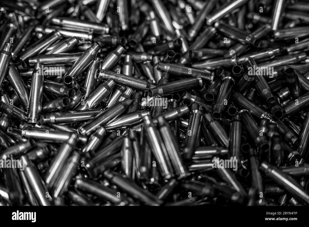 Large Group of Empty Bullets Ammunition in Switzerland Stock Photo