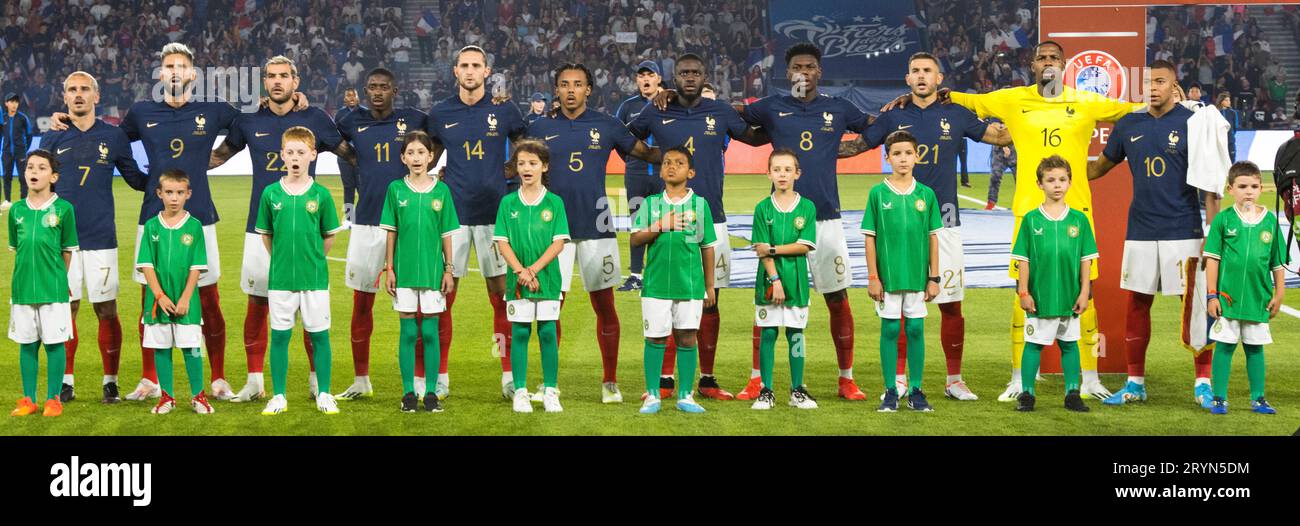 Team France during the national anthem Stock Photo
