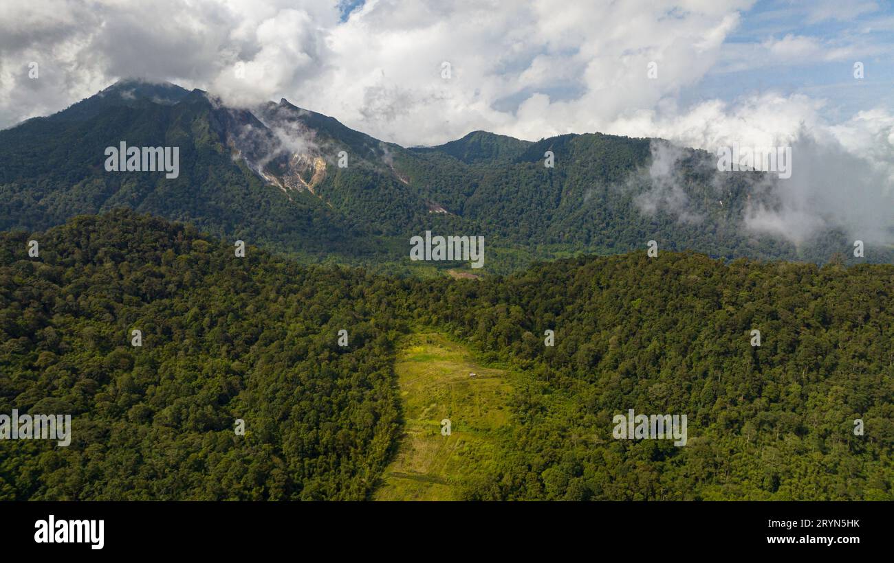 Aerial drone active sibayak volcano hi-res stock photography and images ...