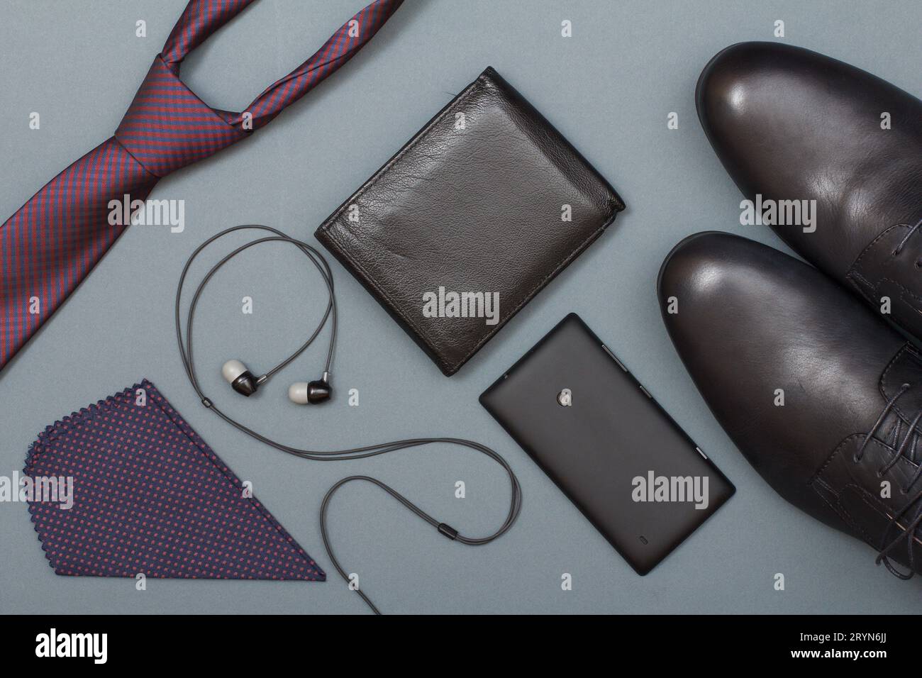 Set of men clothes, accessories in business style. Luxury businessman