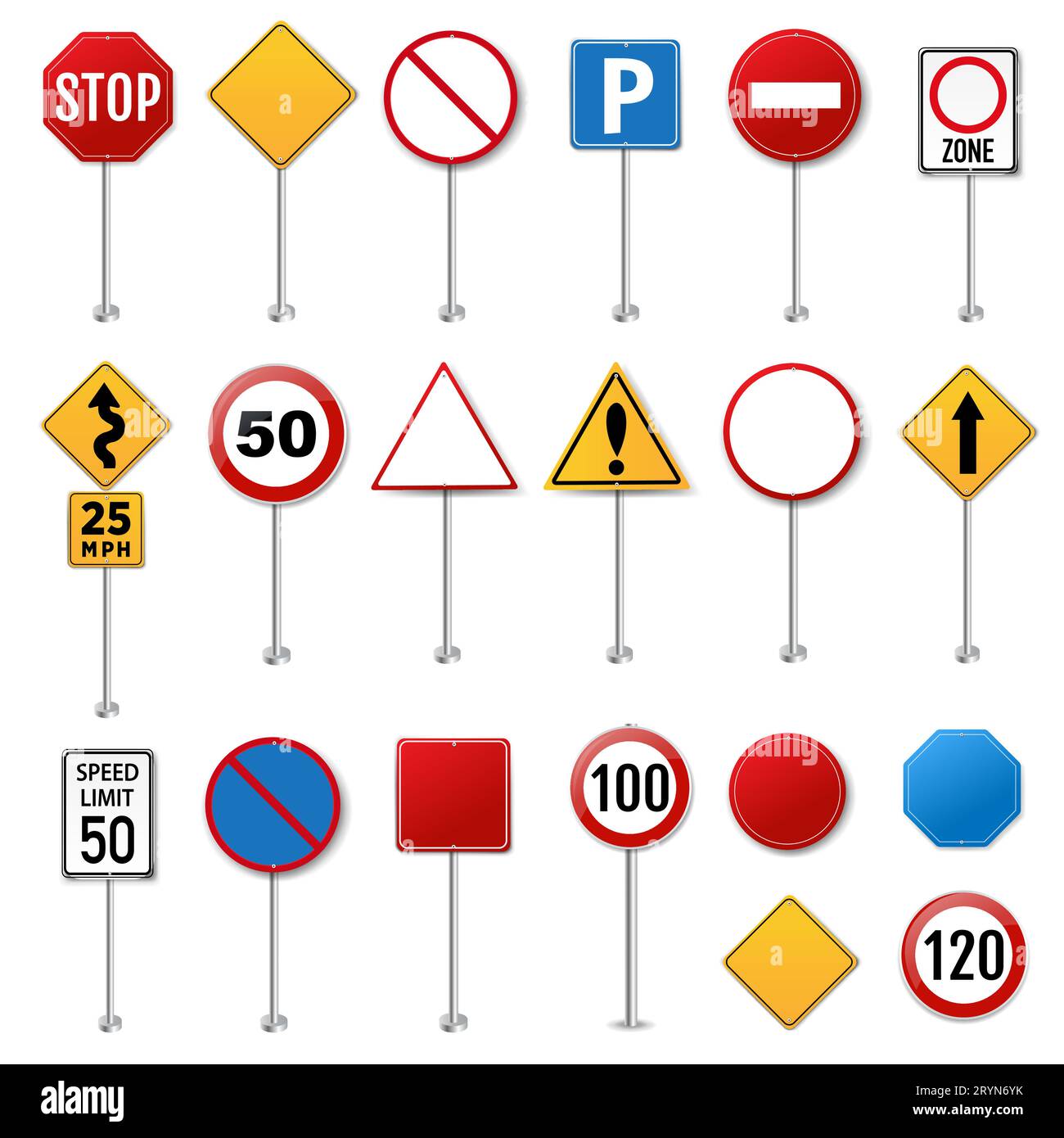 Street Sign Big Set White Background With Gradient Mesh, Vector