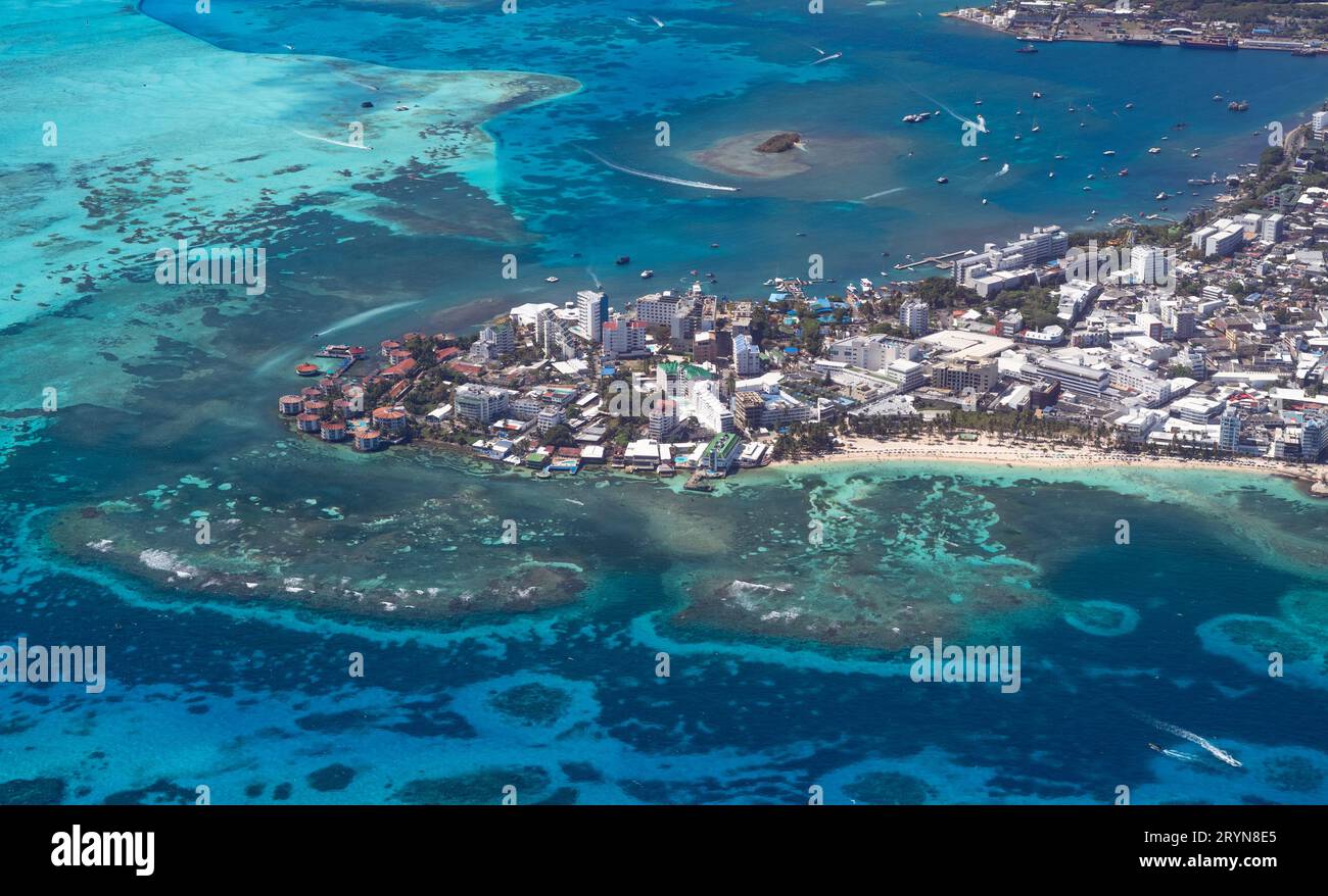 Aerial view of San Andres Island, Colombia Stock Photo