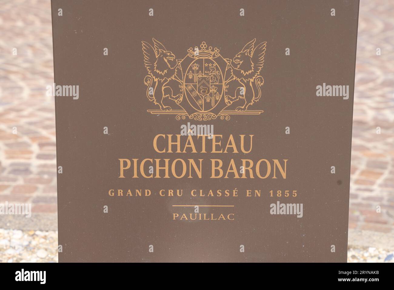 The Pichon-Longueville wine Castle, also called Château Pichon Baron, in Pauillac in the Médoc. Red wine production. Bordeaux wines vineyard. Pauillac Stock Photo