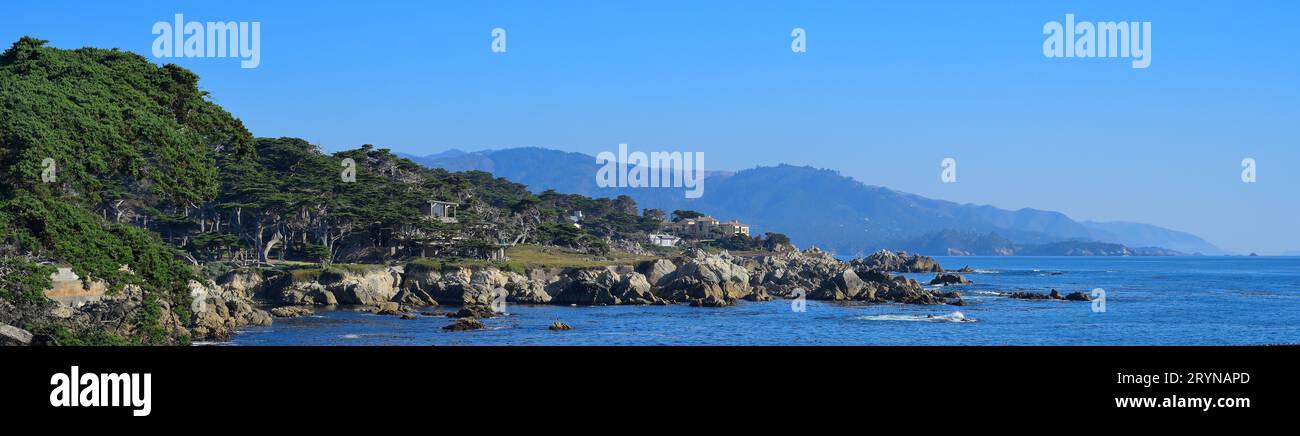 The iconic coastline along the famous 17 Mile Drive, Monterey CA Stock Photo