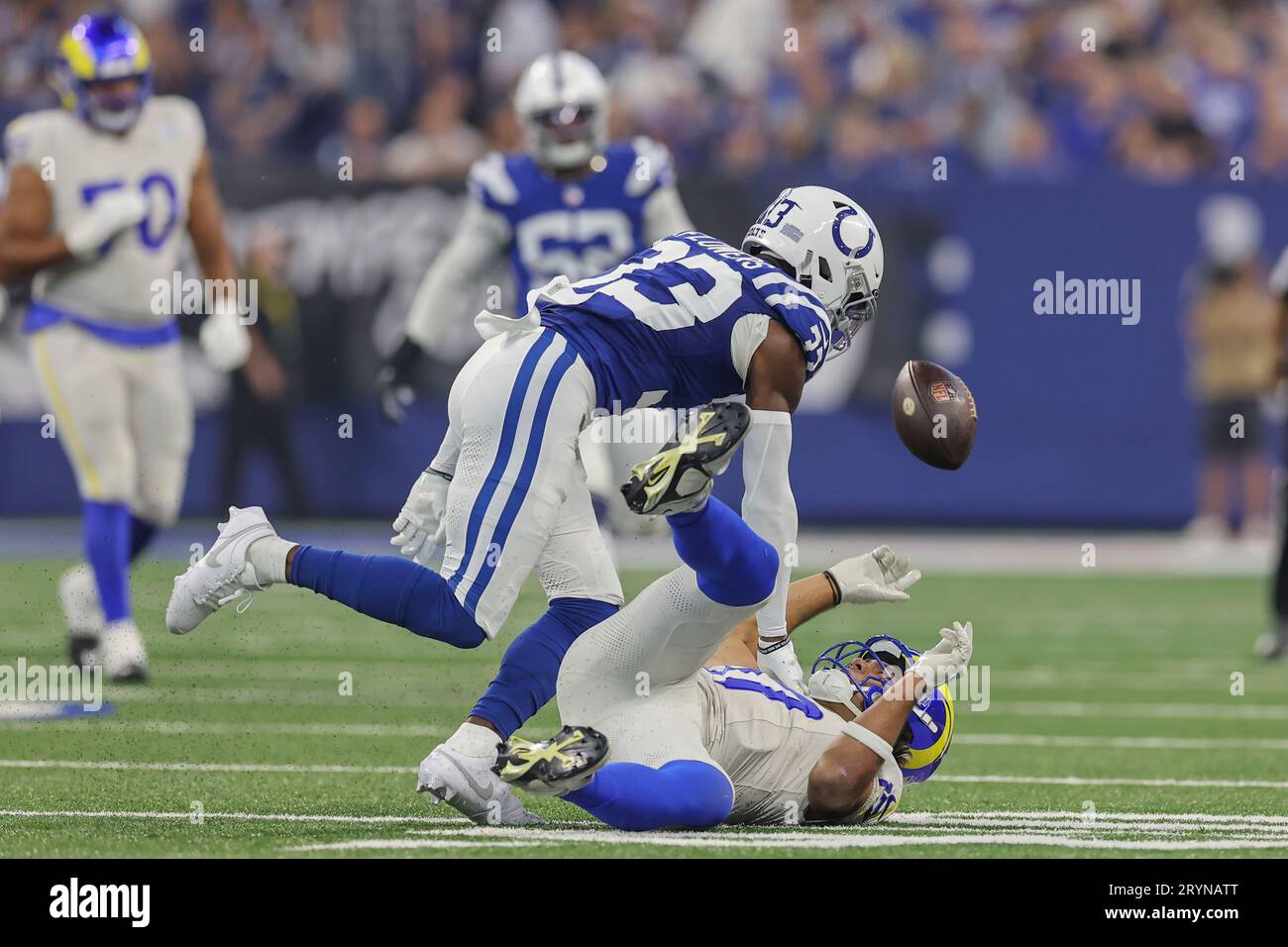 INDIANAPOLIS, IN - MAY 25: Indianapolis Colts cornerback Dallis Flowers  (33) runs through a drill du